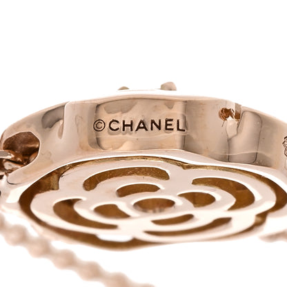 Chanel 18K Rose Gold Diamond Extrait de Camelia Pendant Necklace 6 of 8