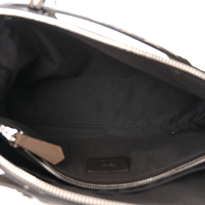 Fendi Vitello Dolce Bi-Color FF 1974 Embossed Medium By The Way Boston Bag Maya Black 5 of 12