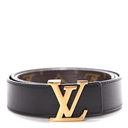 Louis Vuitton Calfskin Monogram 30mm LV Initiales Reversible Belt 80 32 Black 1 of 8