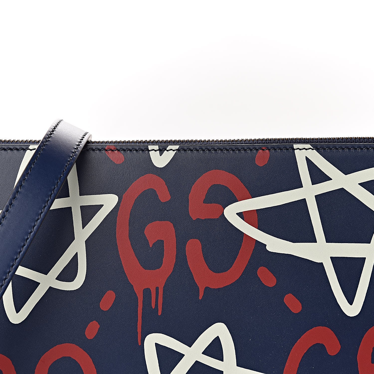 Gucci Calfskin GucciGhost Print GG Messenger Bag Blue Agata Hibiscus Red 9 of 11