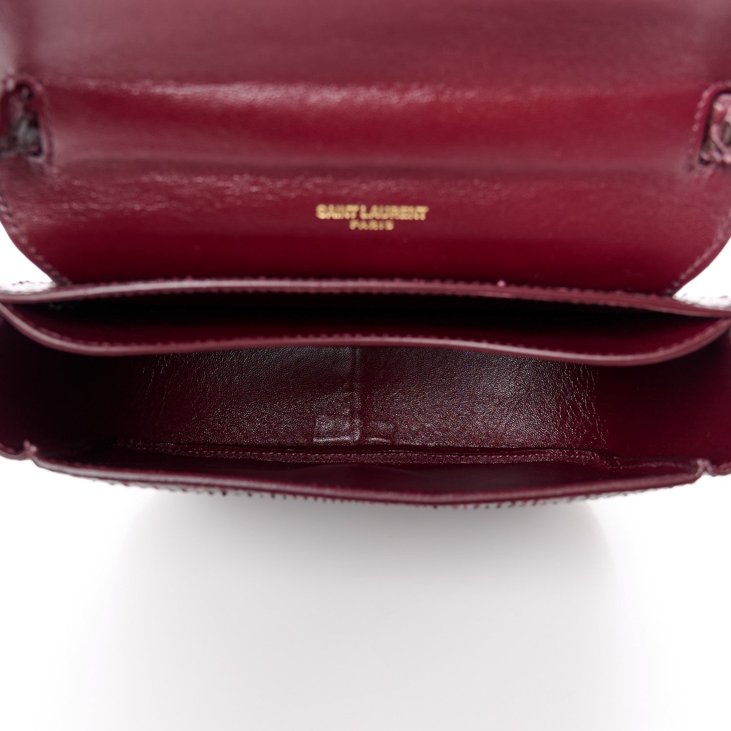 Saint Laurent SAINT LAURENT Snakeskin Small Kaia Satchel Burgundy 4 of 12