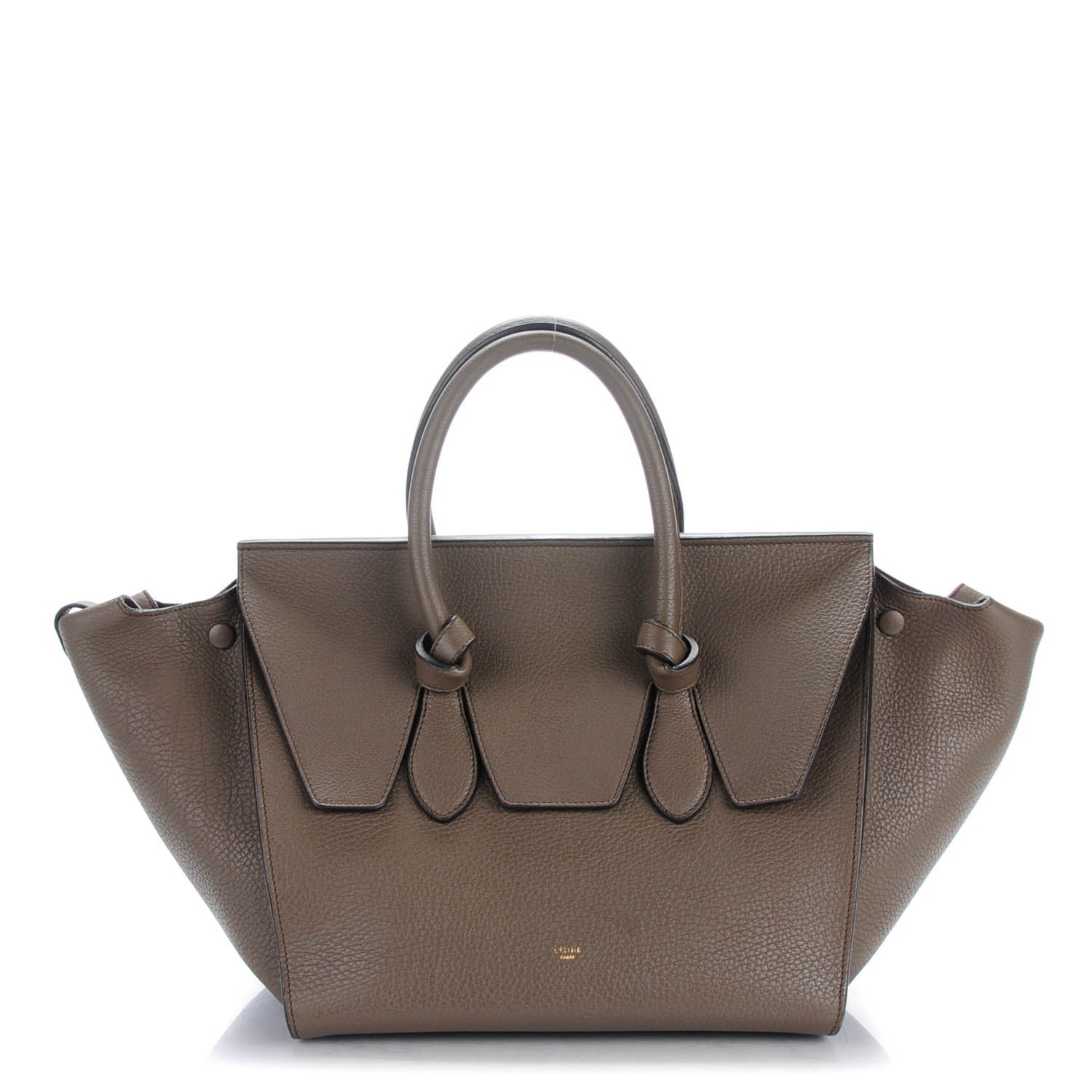Celine Crisped Calfskin Small Tie Knot Tote Dark Khaki 1 of 8