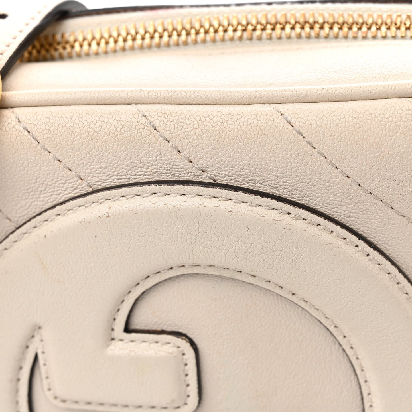 Sakai Be Green Calfskin Diagonal Stitched Small Blondie Shoulder Bag Mystic White
