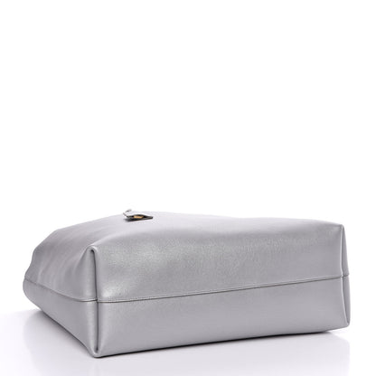 Saint Laurent Metallic Calfskin Large Shopping Tote Silver 5 of 11
