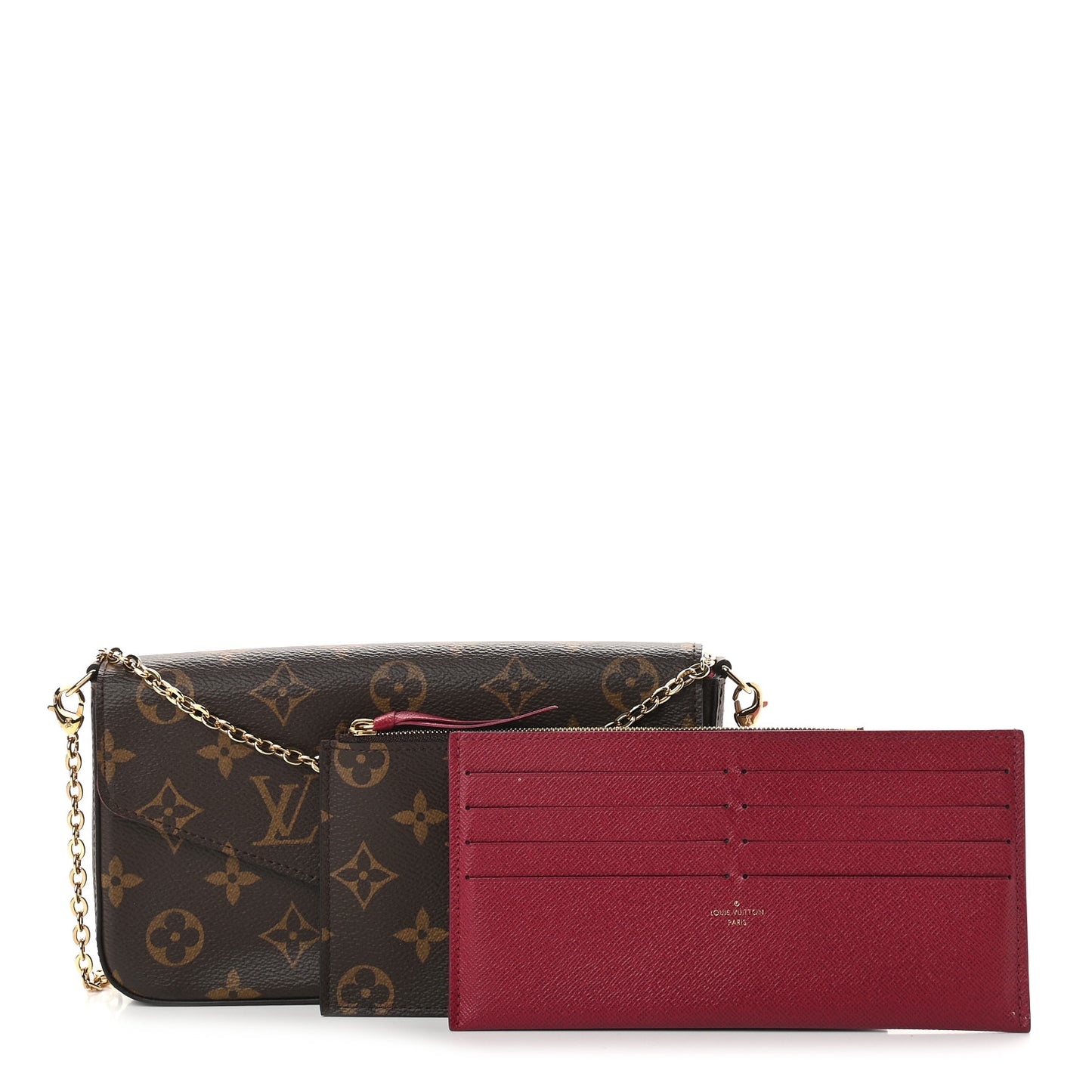 Monogram Pochette Felicie Chain Wallet Fuchsia