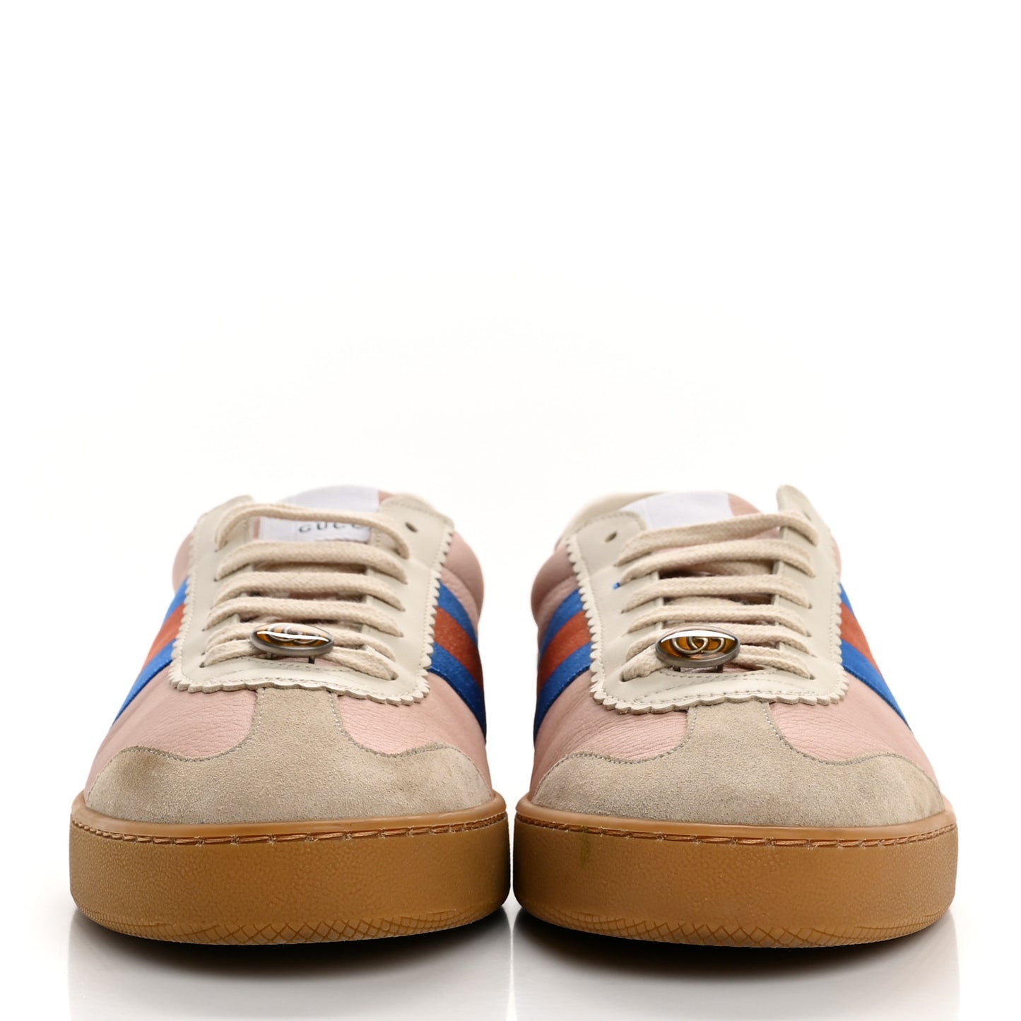 Calfskin Suede Web Mens G74 Sneakers 9 Oatmeal Soft Rose