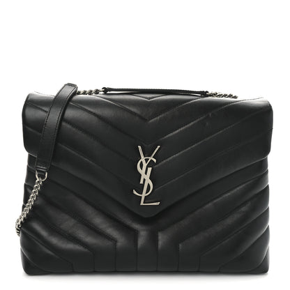 Saint Laurent Calfskin Y Quilted Monogram Medium Loulou Chain Satchel Black 1 of 10