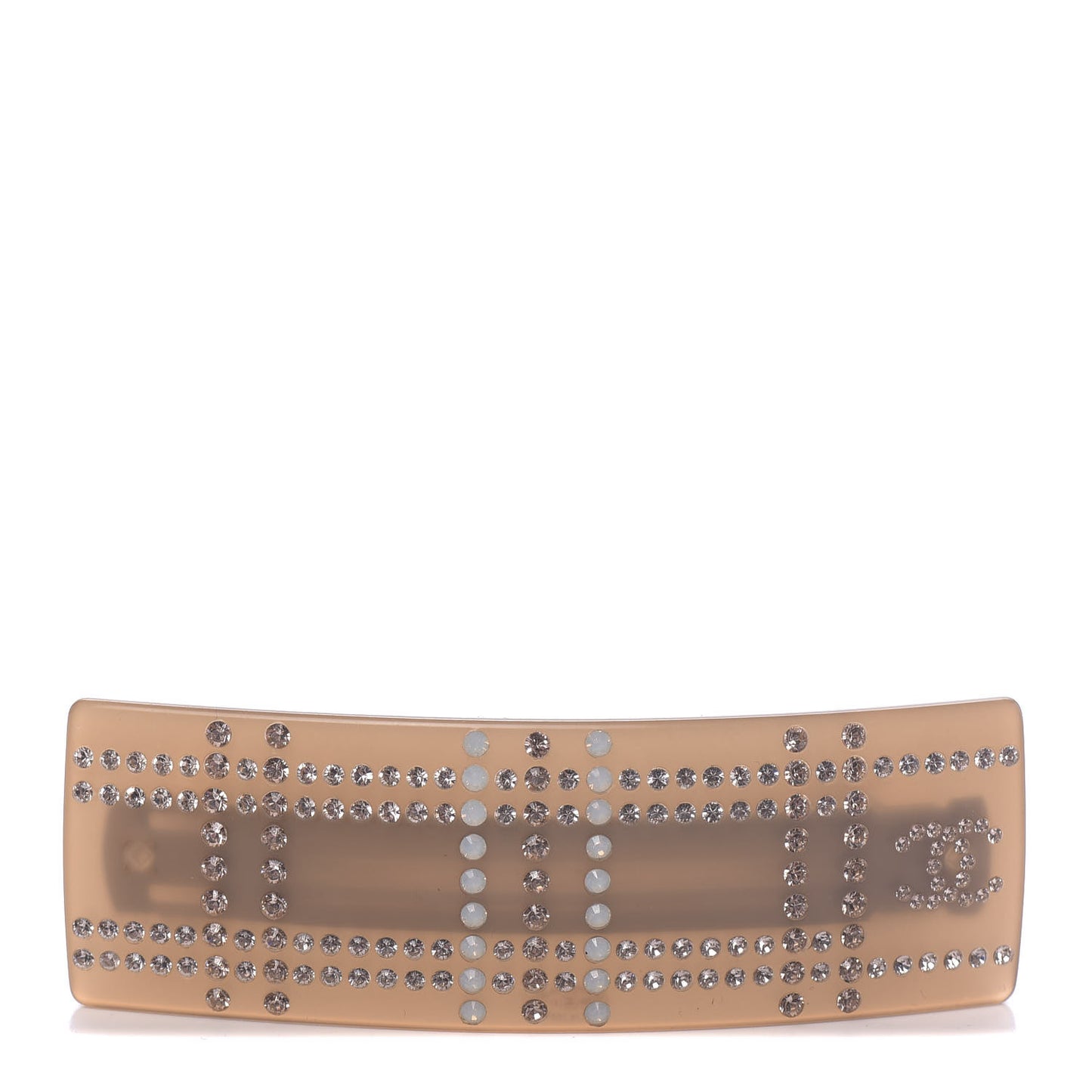 Resin Crystal CC Hair Clip Barrette Beige