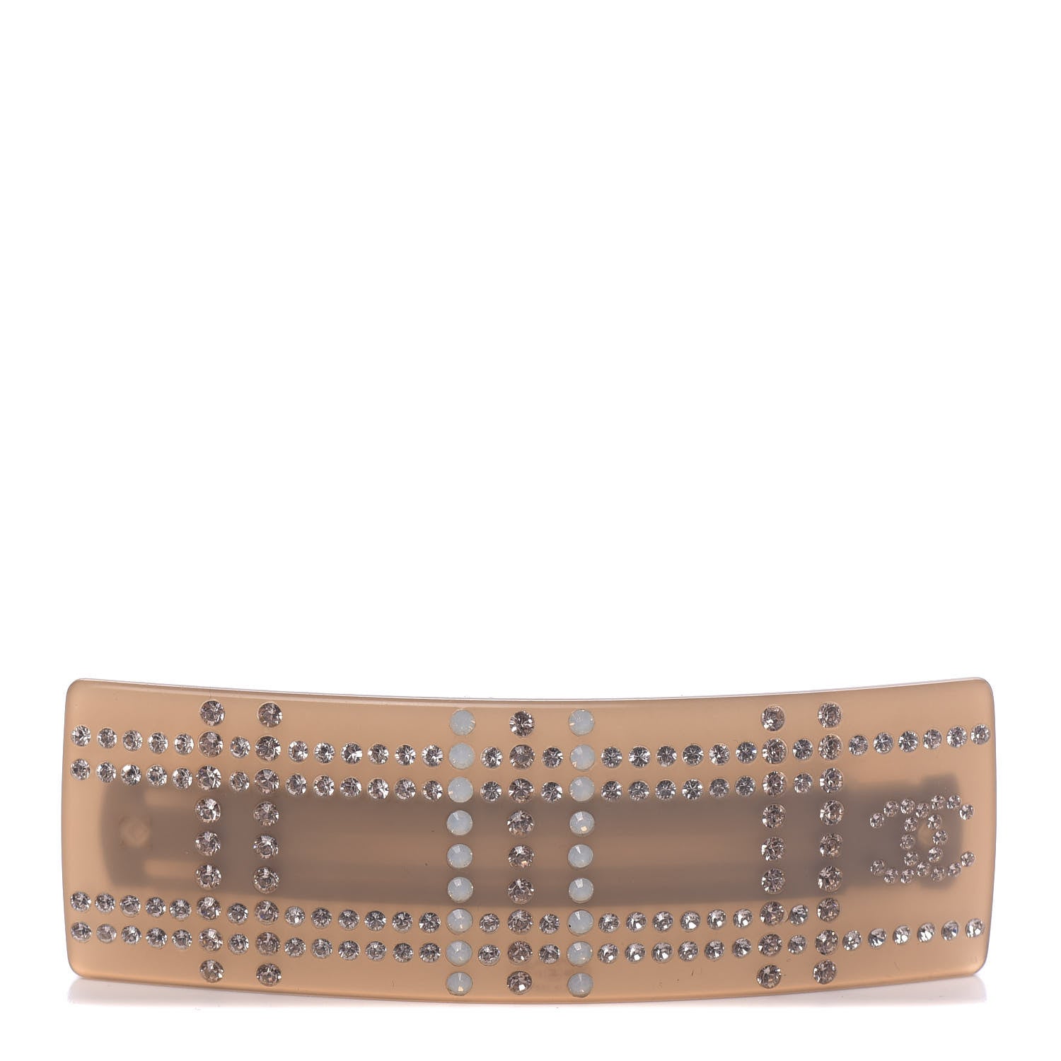 Chanel Resin Crystal CC Hair Clip Barrette Beige 1 of 4