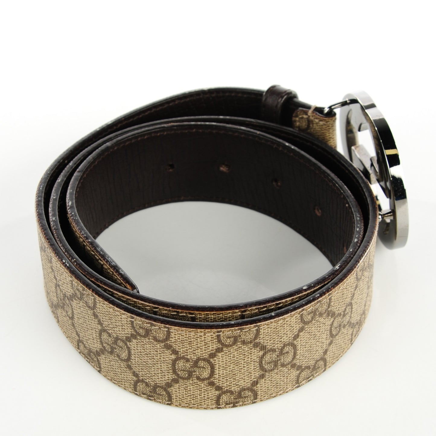 GG Plus Monogram Interlocking G Belt 85 34 Dark Brown