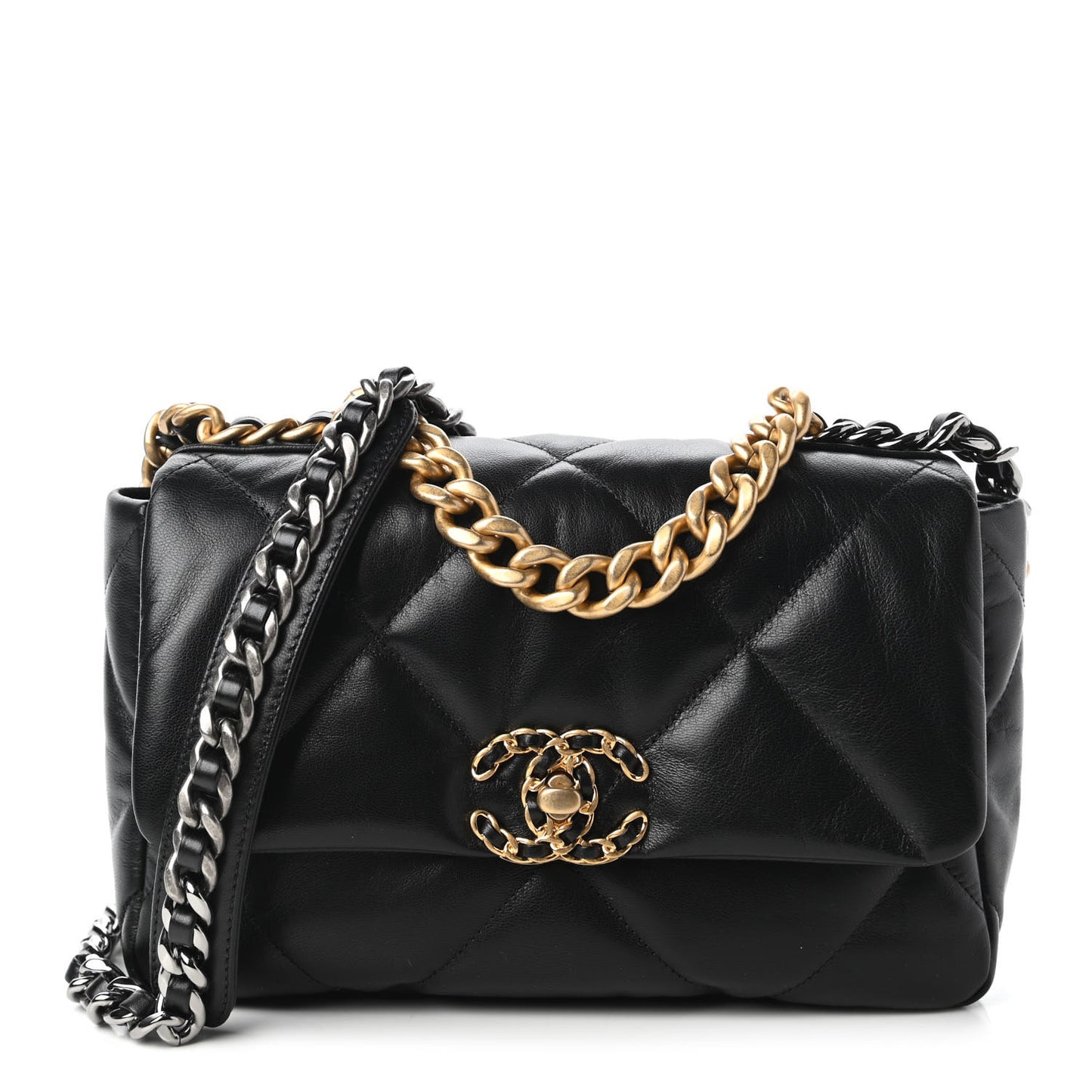 Goatskin Quilted Medium Chanel 19 Flap Black
