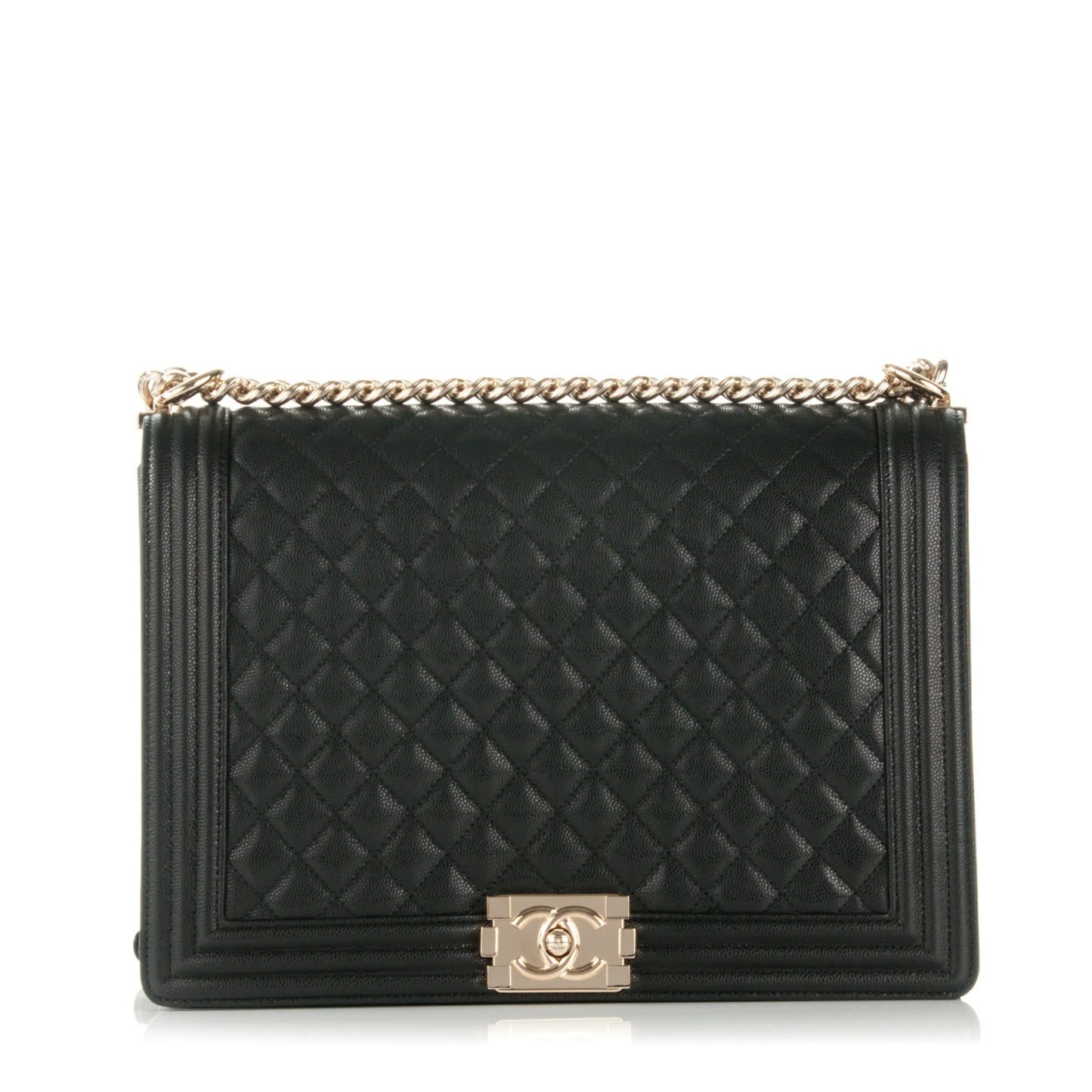 Caviar Quilted Large Boy Flap Black