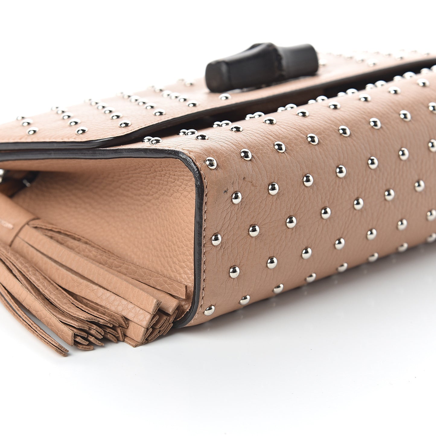 Calfskin Studded Medium Miss Bamboo Shoulder Bag Camelia