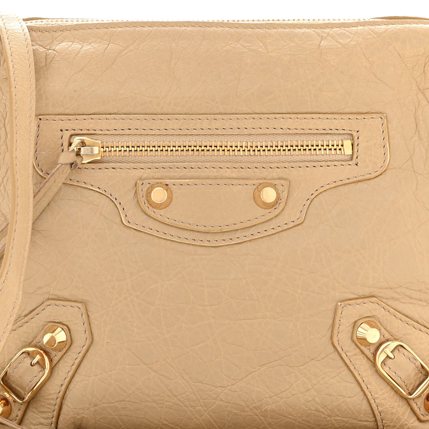 Agneau Classic Gold Hardware XS Reporter Crossbody Beige Sable
