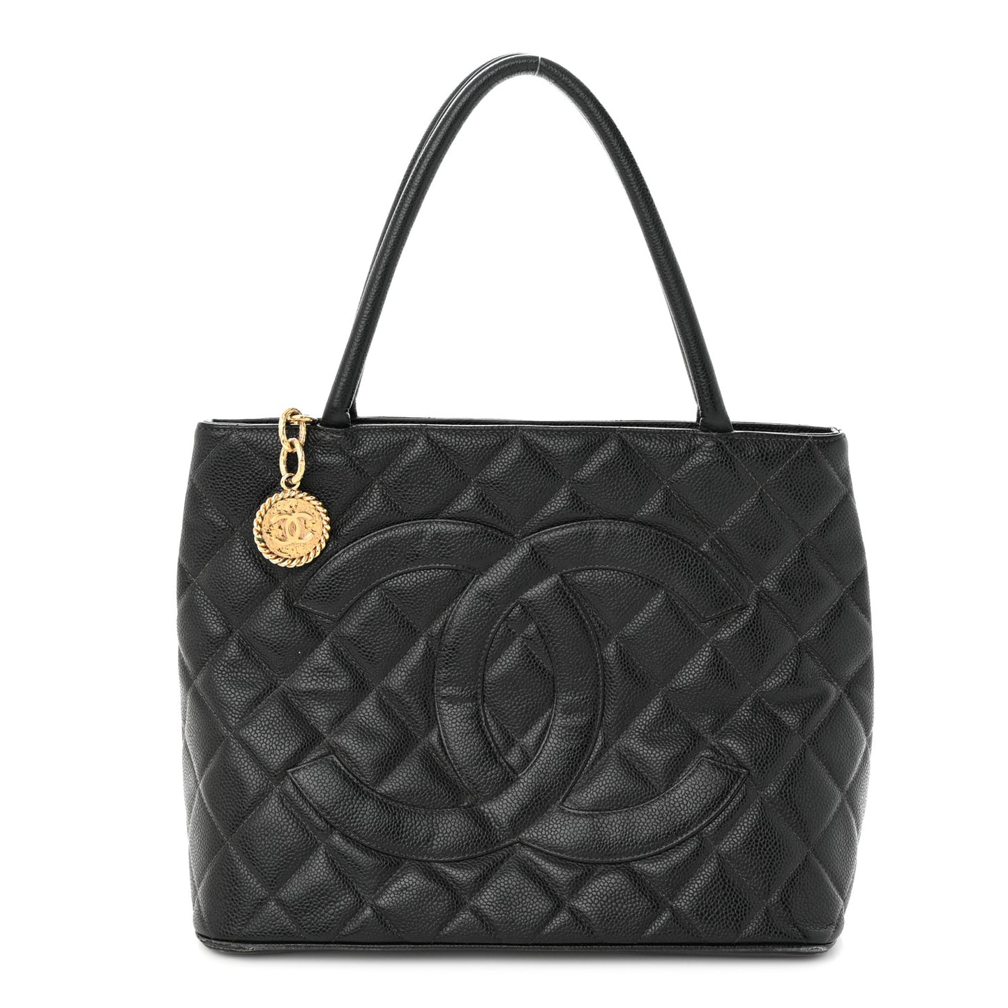 Caviar Quilted Medallion Tote Black