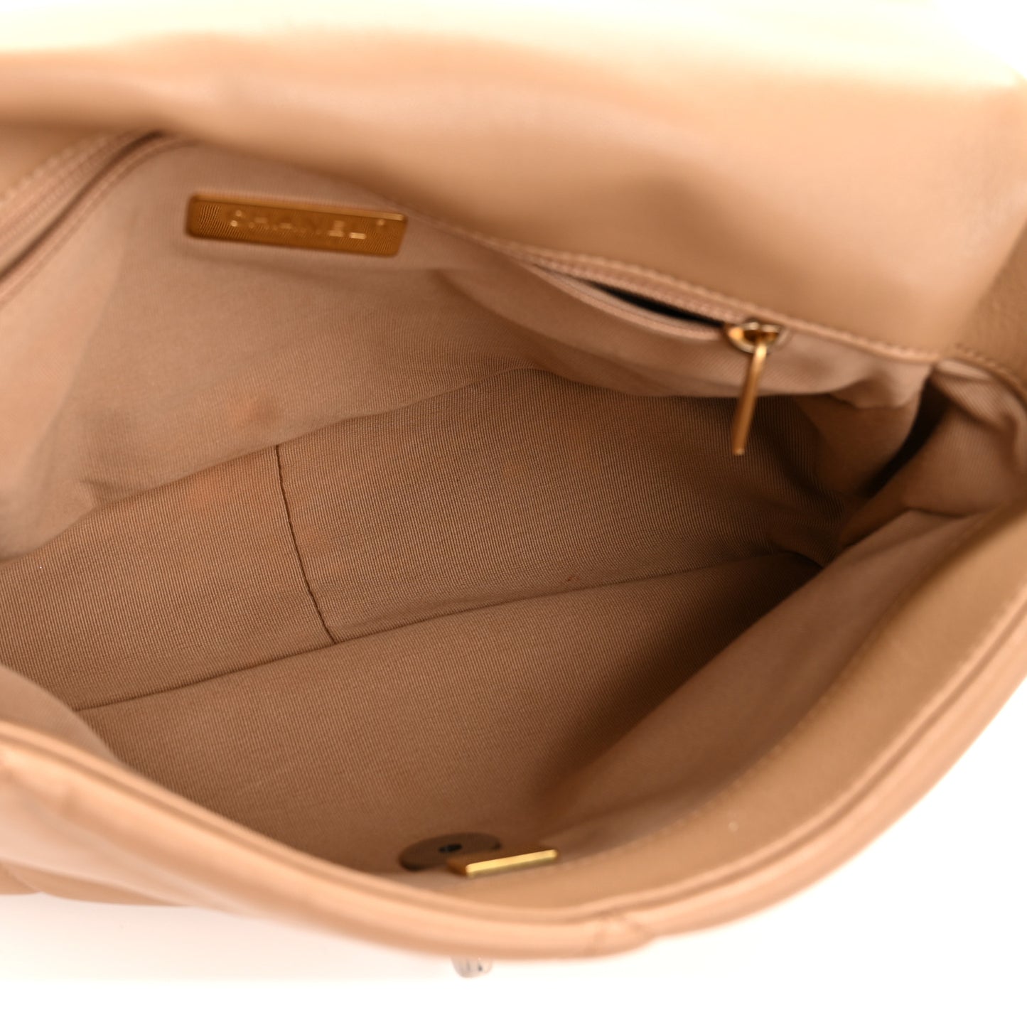 Lambskin Quilted Large Chanel 19 Flap Beige