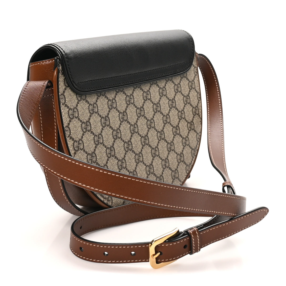Gucci GG Supreme Monogram Calfskin Small Padlock Messenger Shoulder Bag Beige Black Cuir 3 of 10