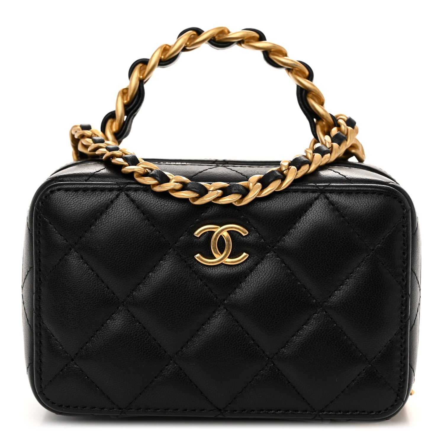 Chanel Lambskin Quilted Top Handle Mini Vanity Case Black 1 of 10