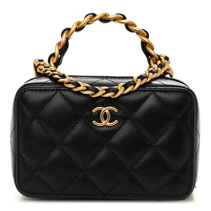 Chanel Lambskin Quilted Top Handle Mini Vanity Case Black 1 of 10