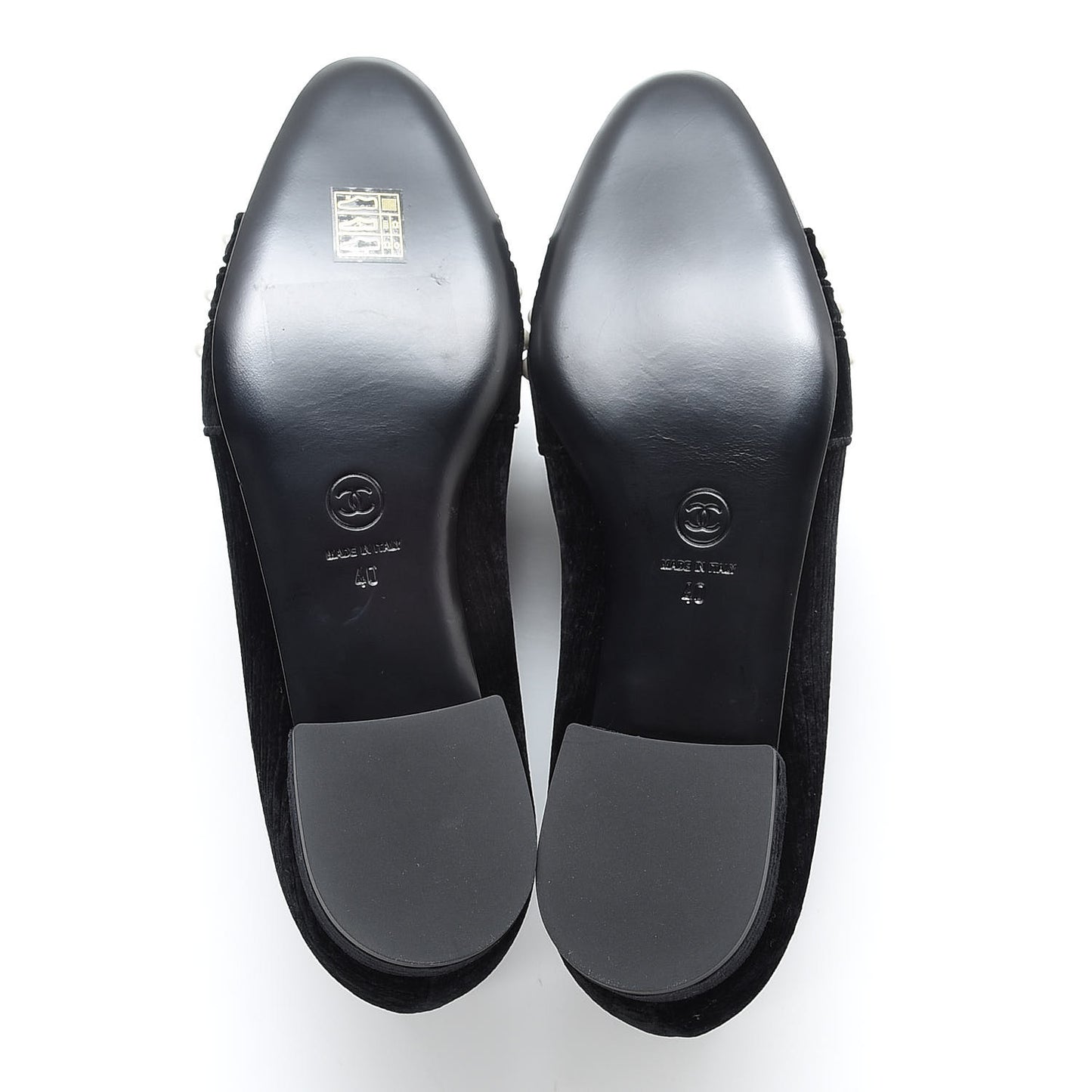 Velvet Grosgrain Pearls Moccasin Loafers 40 Black