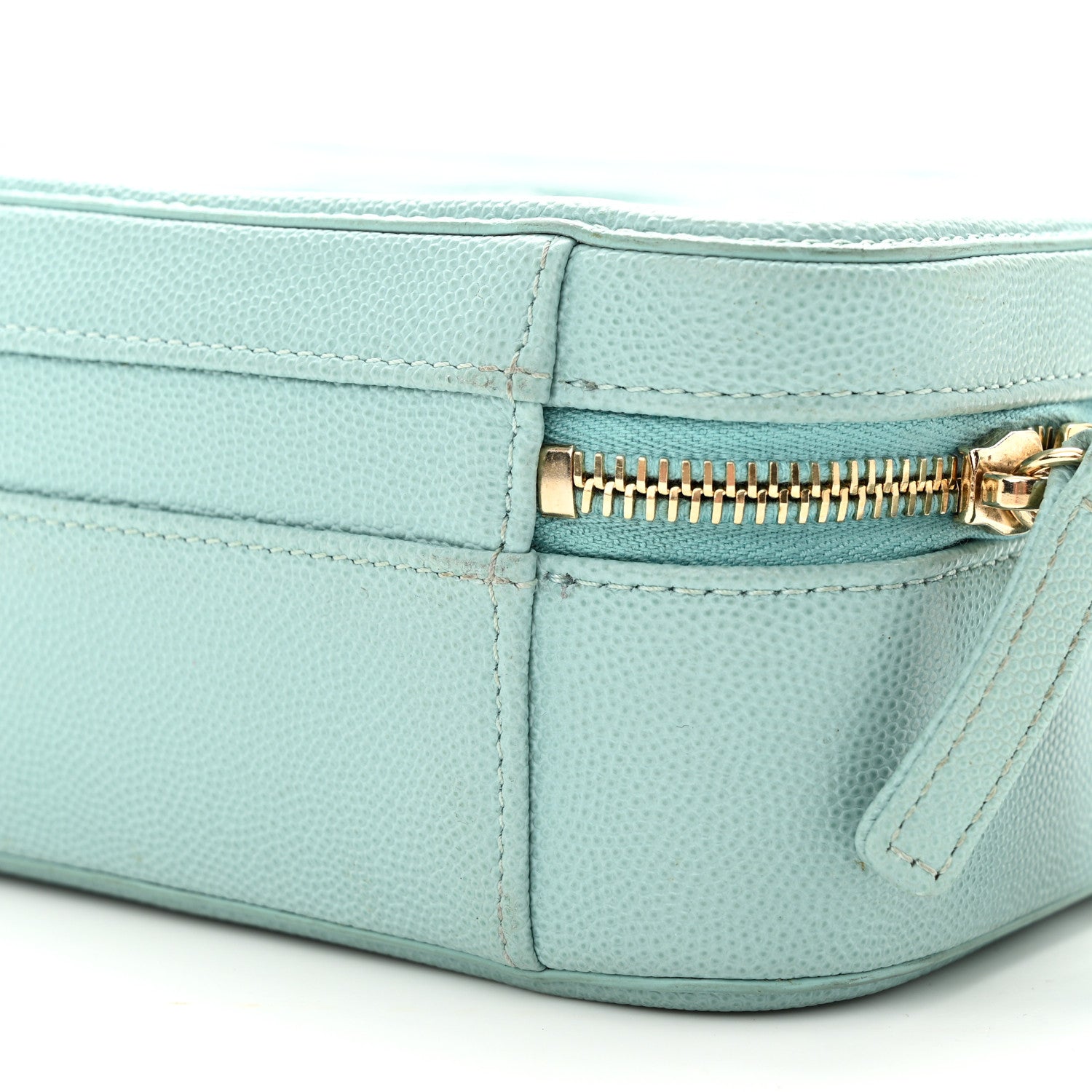 Chanel Caviar Quilted Medium CC Filigree Vanity Case Light Blue 11 of 14