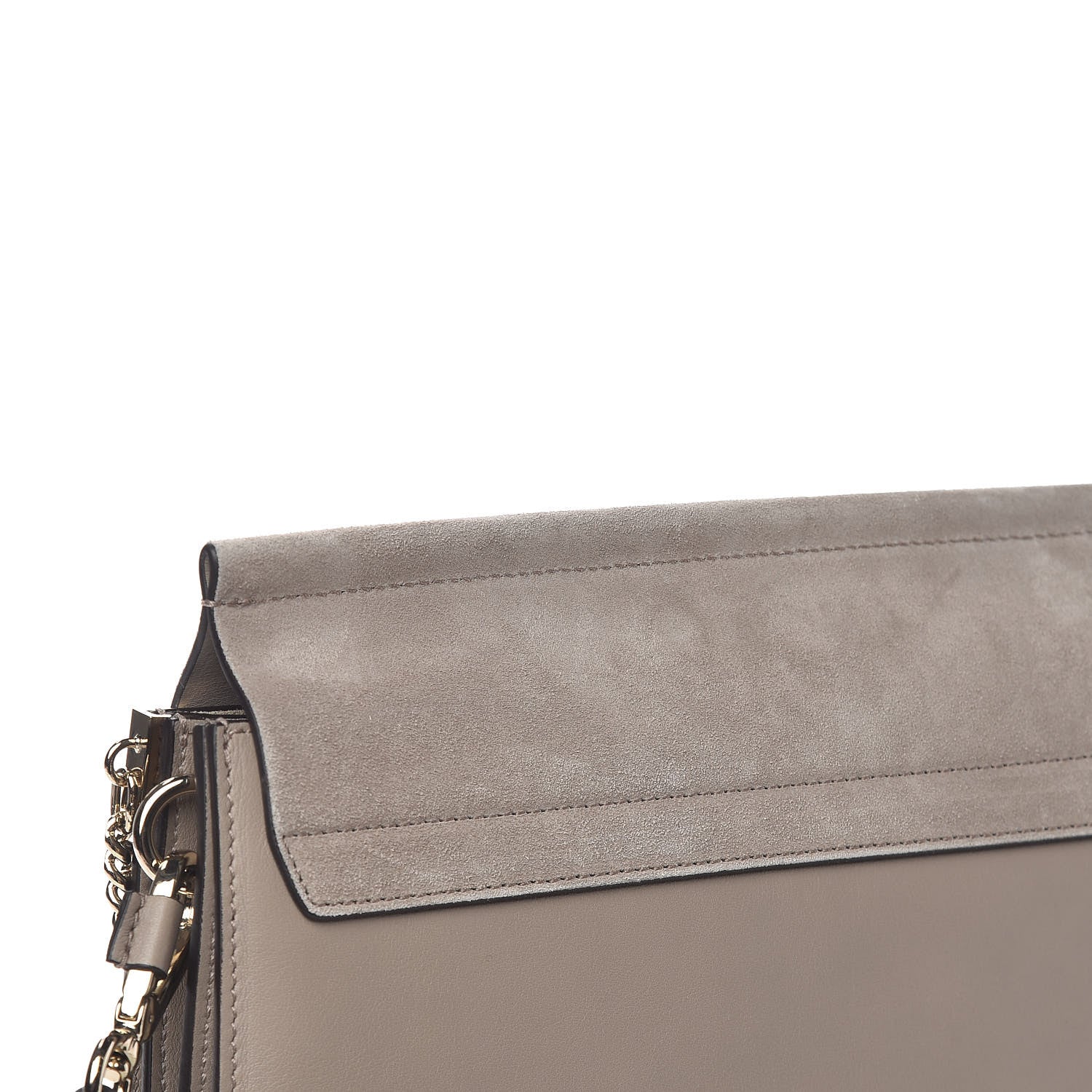 Chloe Calfskin Suede Medium Faye Shoulder Bag Motty Grey 8 of 13
