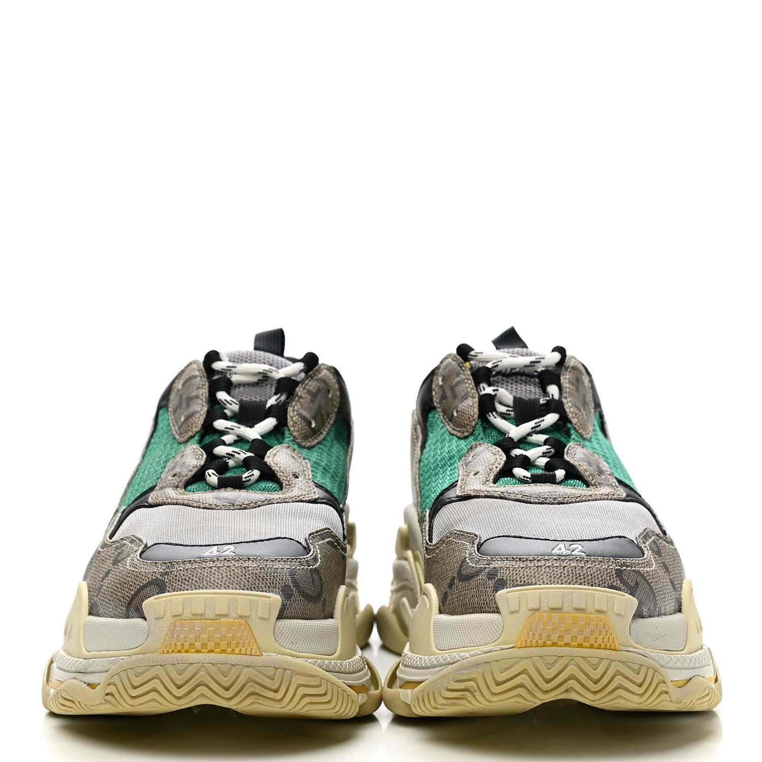 Balenciaga X GUCCI Maxi GG Supreme Monogram Mens Triple S Sneakers 42 Beige Ebony Black Green 2 of 10