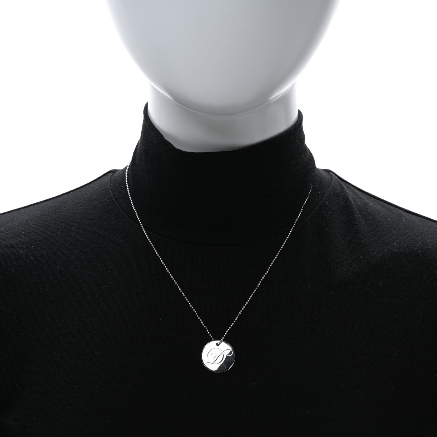 Sterling Silver Letter D Disc Pendant Necklace