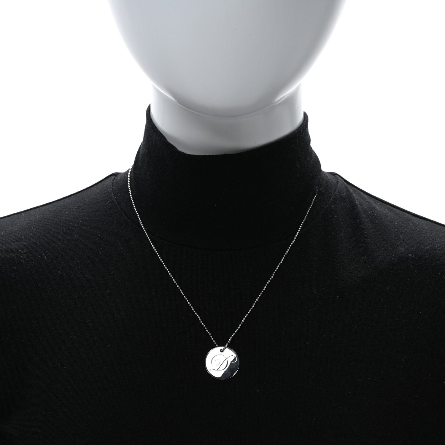 Tiffany Sterling Silver Letter D Disc Pendant Necklace 3 of 5