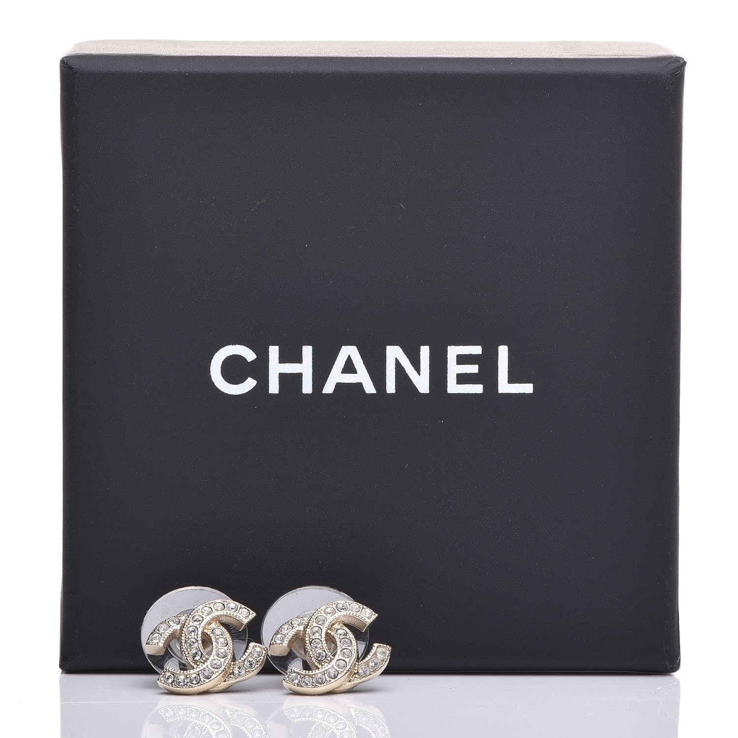 Chanel Crystal Mini CC Earrings Gold 4 of 4