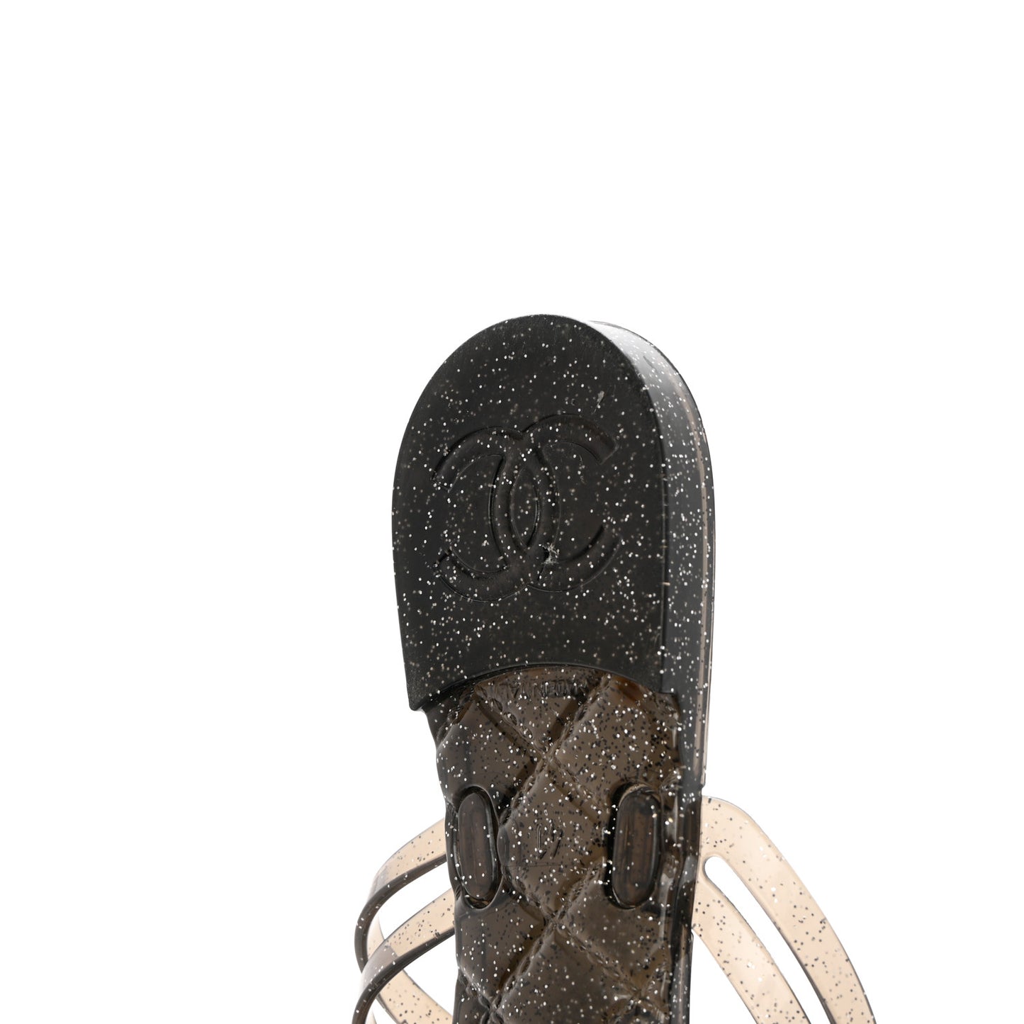 Jelly Quilted Camellia Thong Sandals 41 Black