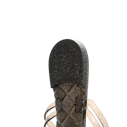 Chanel Jelly Quilted Camellia Thong Sandals 41 Black 6 of 9