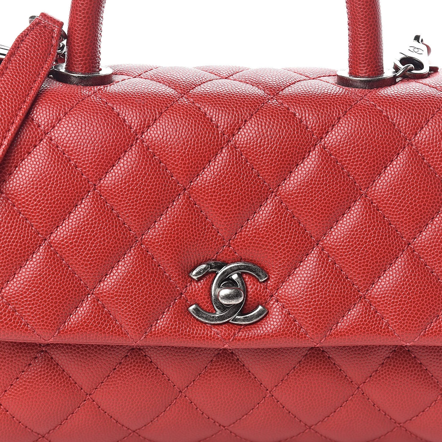 Caviar Quilted Mini Coco Handle Flap Dark Red