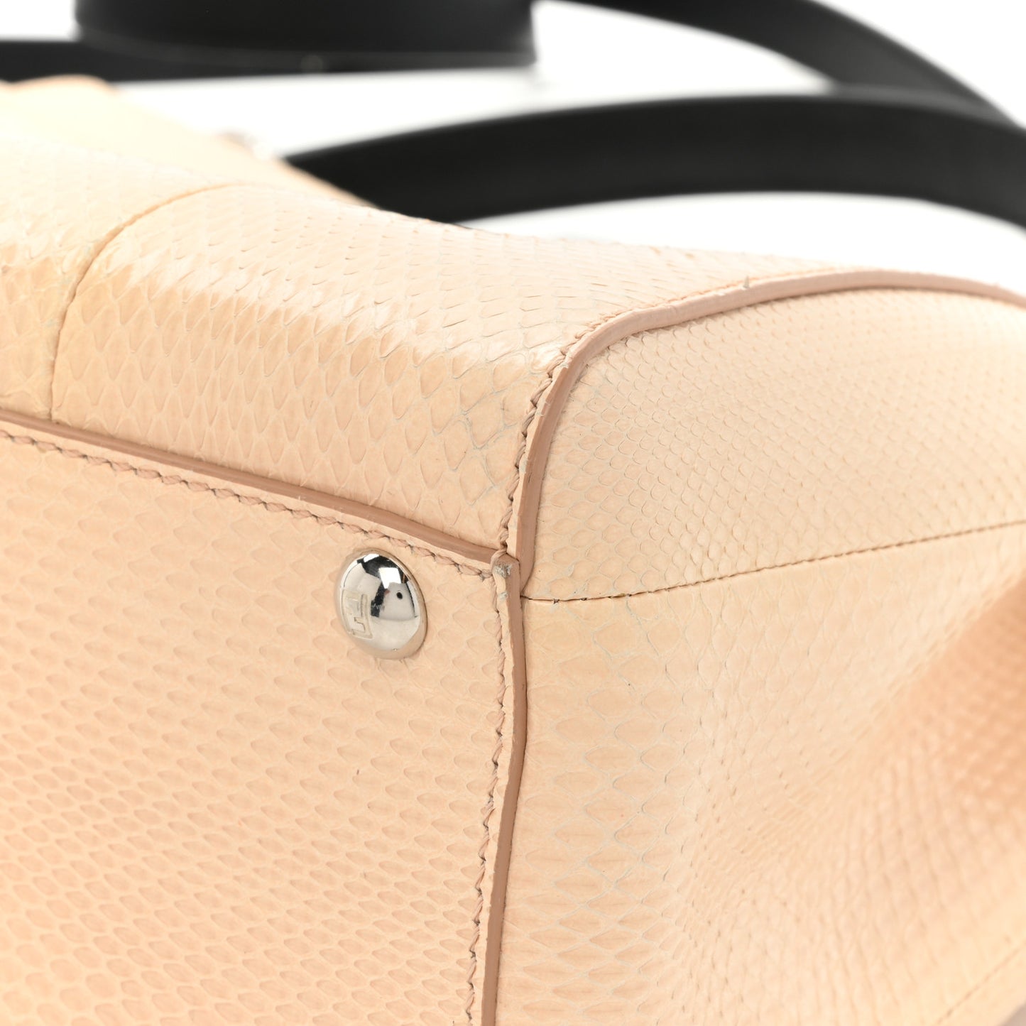 Water Snakeskin Nappa Medium Peekaboo Iconic Satchel Beige Black