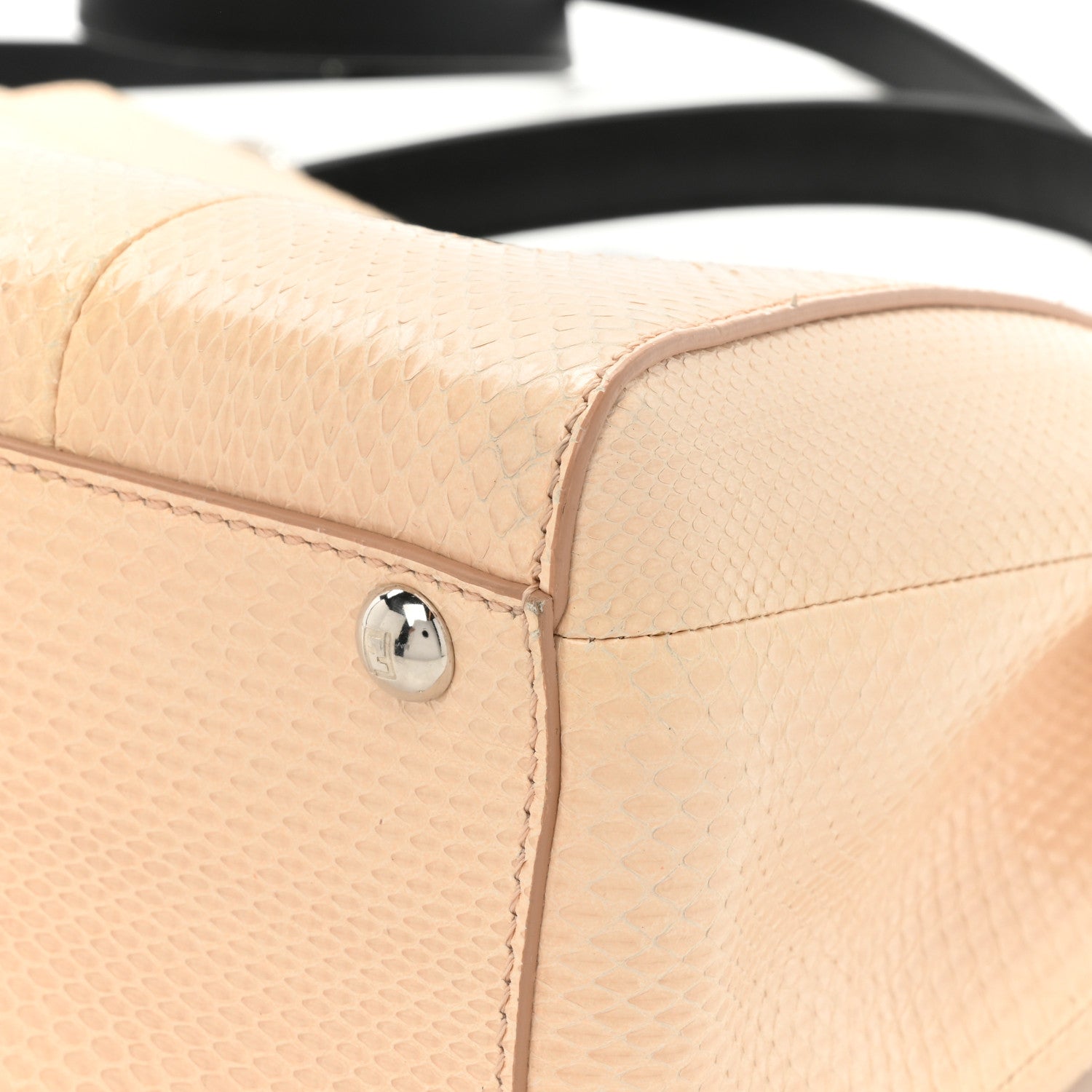 Fendi Water Snakeskin Nappa Medium Peekaboo Iconic Satchel Beige Black 14 of 21