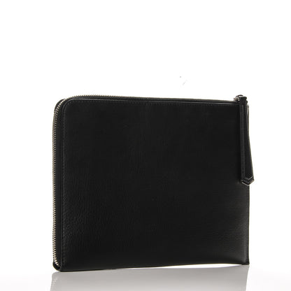 Fendi Vitello Dolce Shearling Apple Zip Around Pouch Black 3 of 6