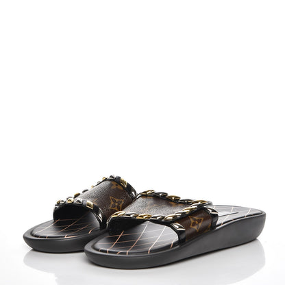 Louis Vuitton Calfskin Monogram Eldorado Flat Mules 40 Black 3 of 8
