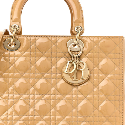 Christian Dior Patent Cannage Large Lady Dior Dark Beige 8 of 12
