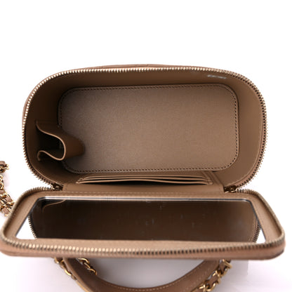 Chanel Lambskin Quilted Metal Small Top Handle Vanity Case With Chain Beige 5 of 10