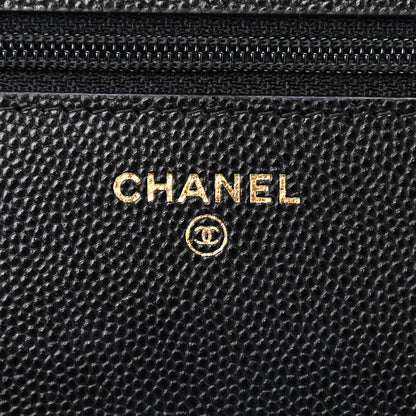 Chanel Caviar Quilted Wallet With Charms On Chain WOC Black 5 of 10