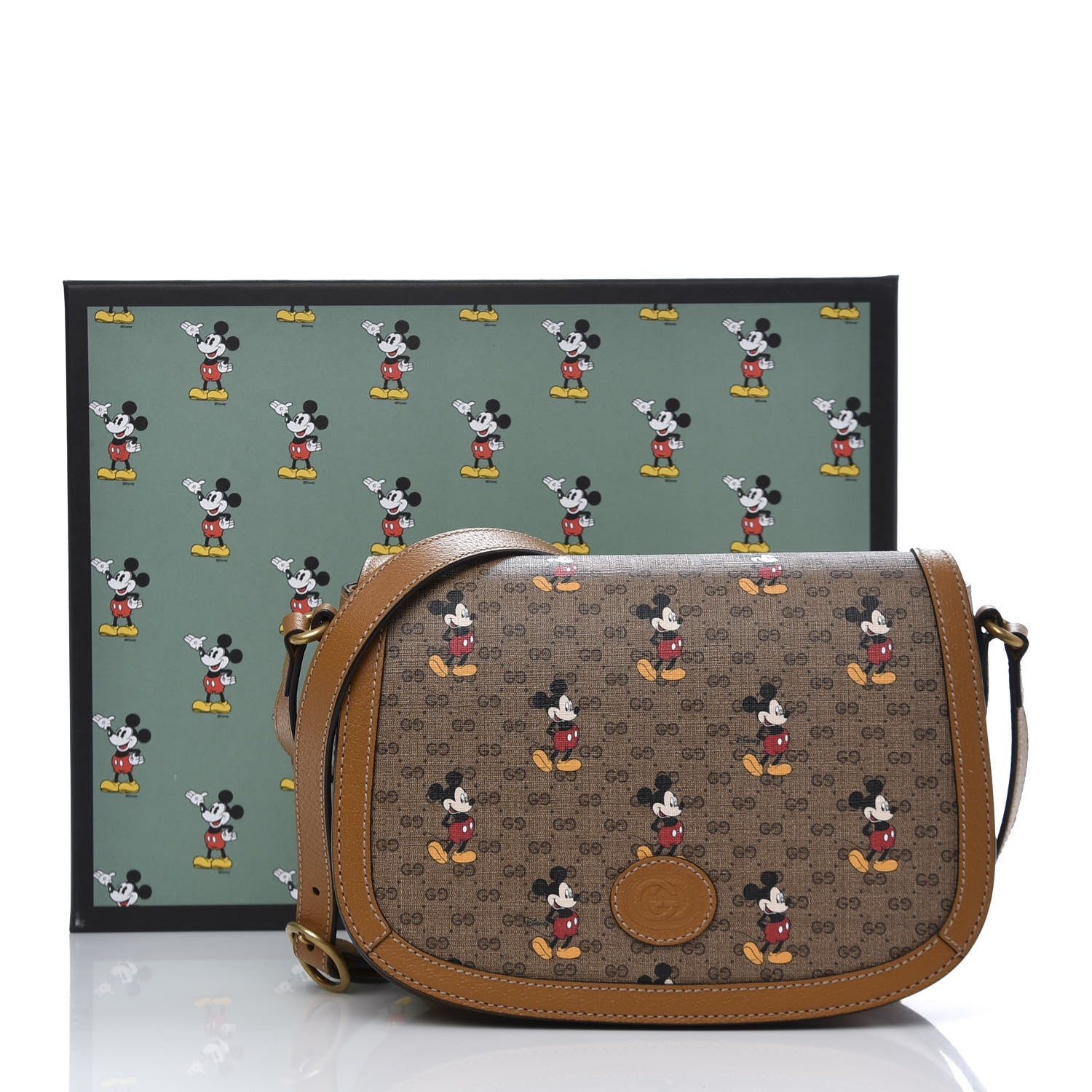 Gucci X DISNEY Mini Vintage GG Supreme Monogram Mickey Mouse Small Flap Messenger Bag Beige Vintage Sun Oil 11 of 11