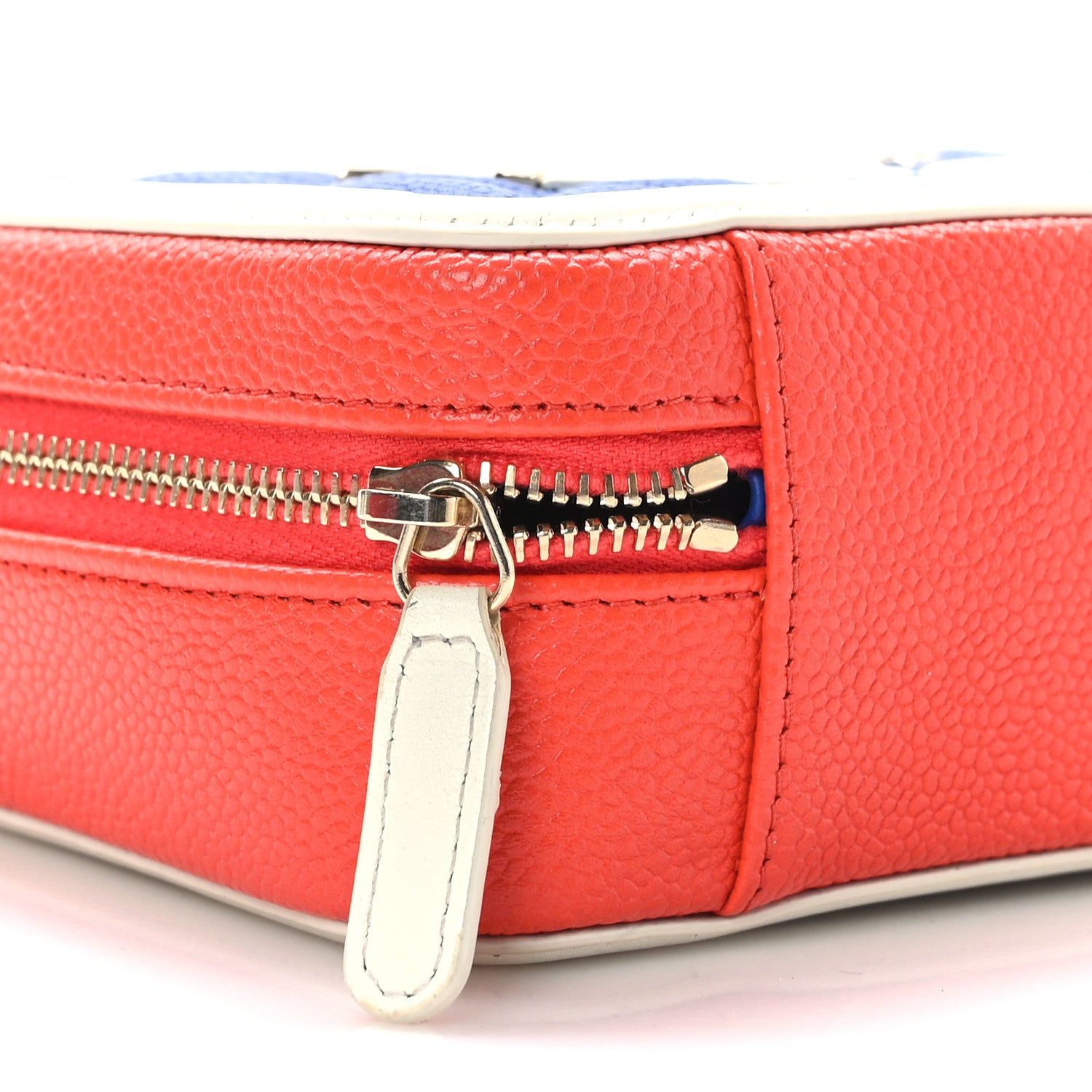 Chanel Caviar Quilted Filigree Vanity Clutch With Chain Blue White Red 8 of 9