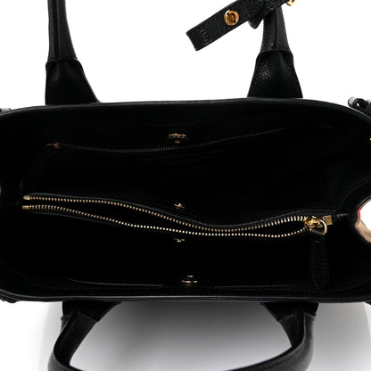 Burberry Grainy Calfskin House Check Medium Banner Tote Black 4 of 7