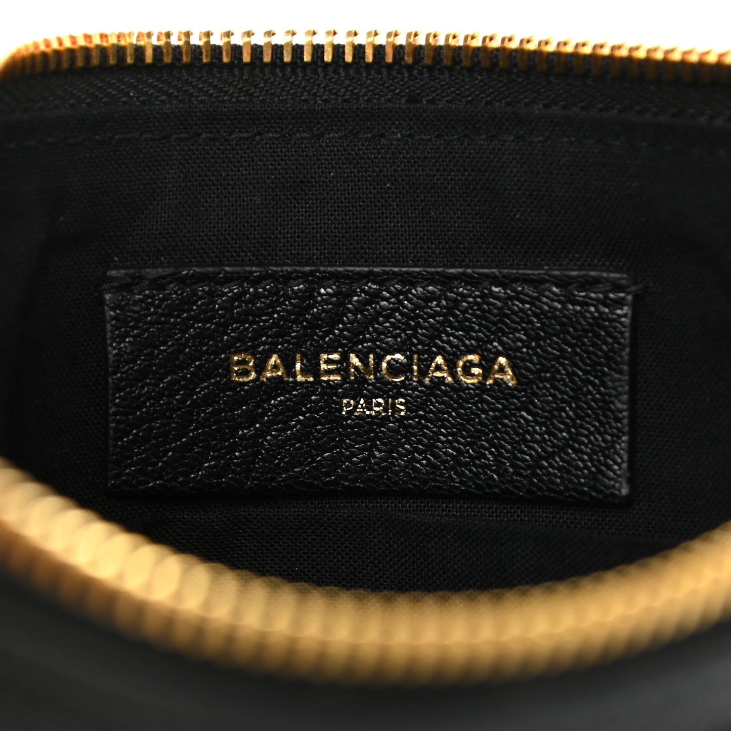 Chevre Gold Metallic Edge Hardware Pouch Black