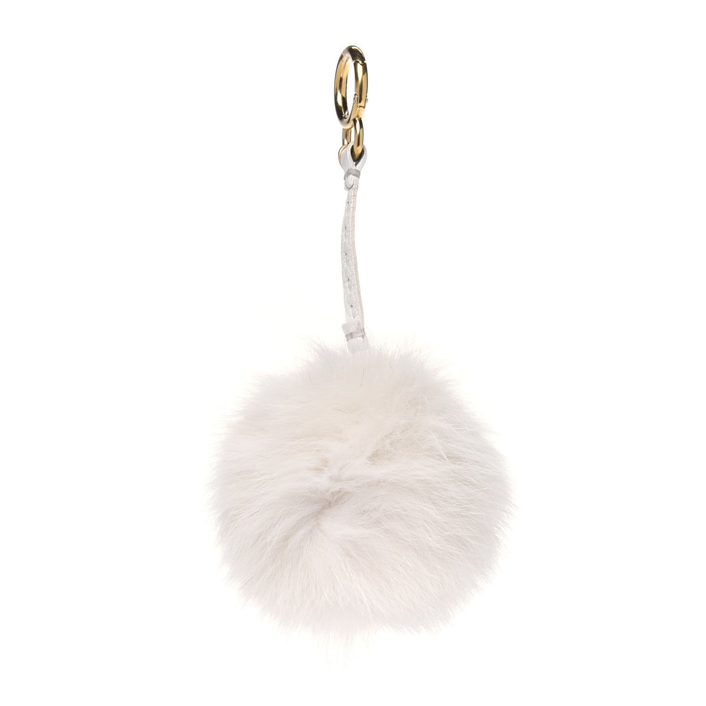Fox Fur Pom Pom Bag Charm White