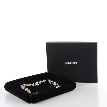 Chanel Crystal Pearl CC Long Necklace Silver 5 of 5