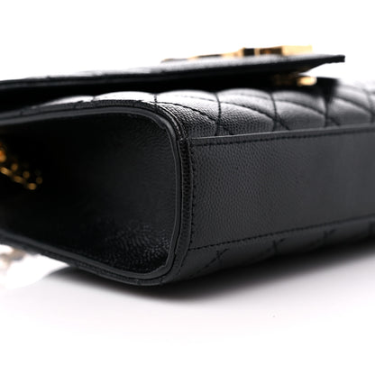 Saint Laurent Grain De Poudre Textured Mixed Matelasse Triquilt Small Monogram Satchel Black 8 of 10