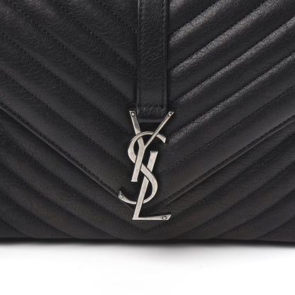 Saint Laurent Sheepskin Matelasse Chevron Monogram Medium College Bag Black 11 of 11