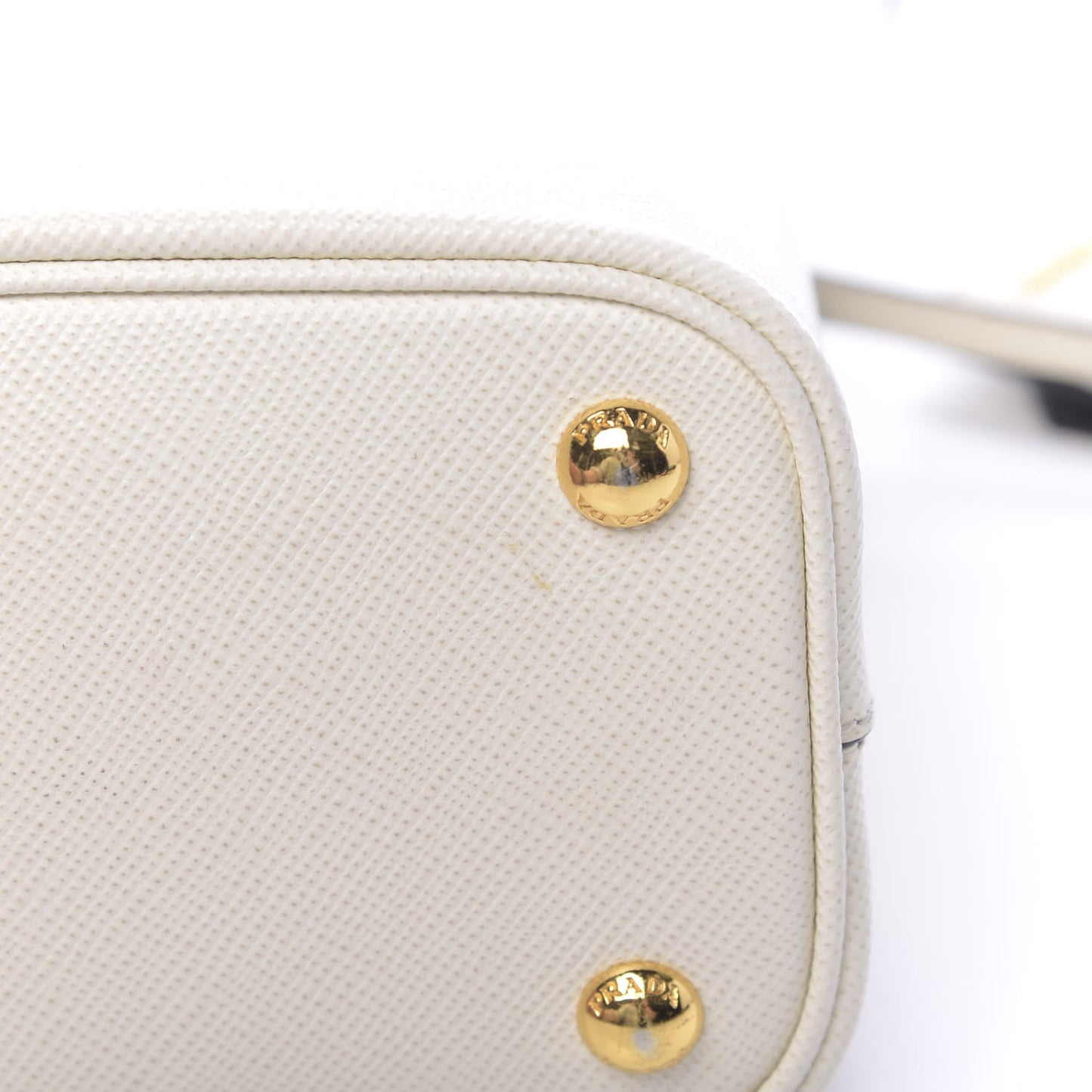 Saffiano Cuir Calfskin Small Panier Bucket Bag White Black