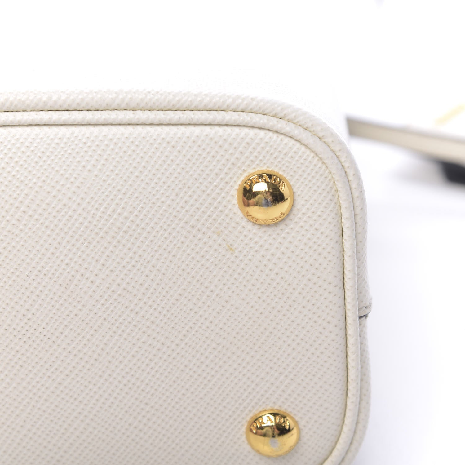 Prada Saffiano Cuir Calfskin Small Panier Bucket Bag White Black 10 of 12